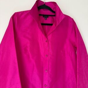 Talbots Magenta Fuchsia Pink Dupioni Silk Blouse, size 12